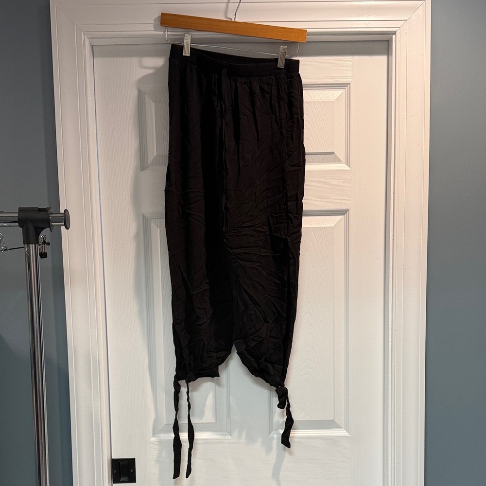 SHEIN Black Track Pants with Tie Detail
